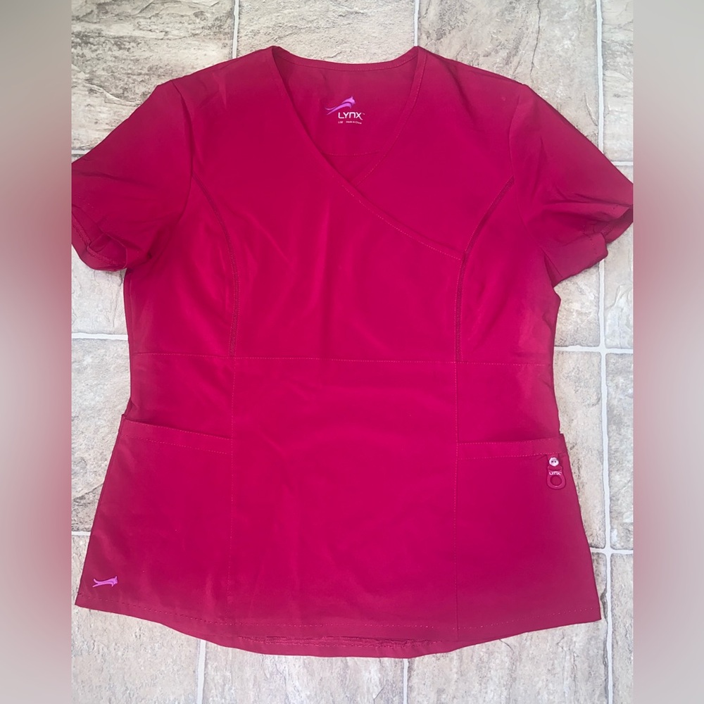 Women's Raspberry V-Neck Scrub Top